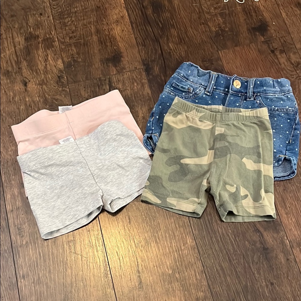 Kids Camo, Gray, and Pink Shorts Set